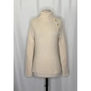 J. MCLAUGHLIN Lunet Cashmere Wool Turtleneck Sweater Pullover Buttons Small thumbnail 2