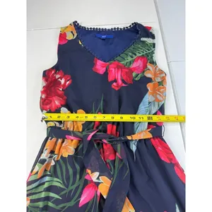 Apt. 9 Navy Blue Tropical‎ Floral High Low Maxi Dress Sleeveless Small thumbnail 6