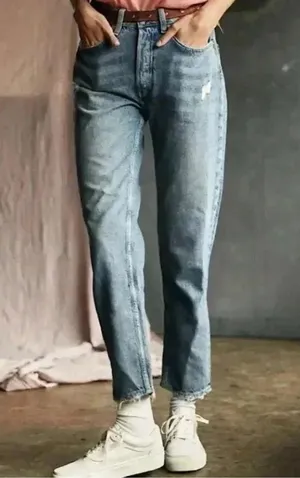 NEW Free People Acadia High Rise distressed Button Fly Jeans 28 thumbnail 3
