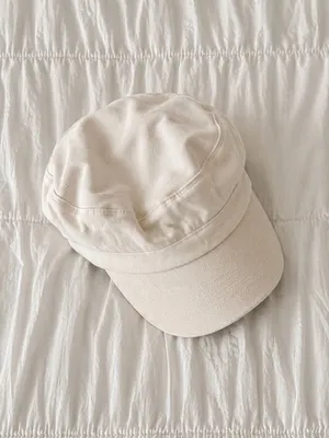Steve Madden White Canvas Baker Boy Newsboy Cap thumbnail 4