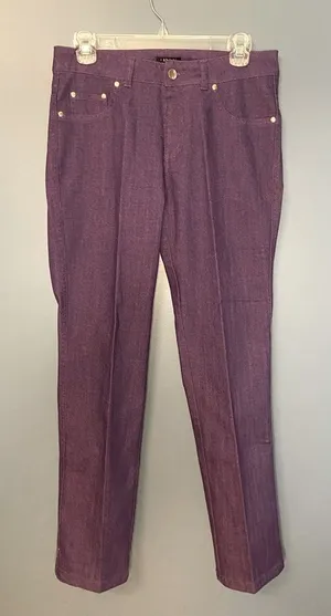 Iman purple‎ denim stretch pull on jeans Size small Purple thumbnail 1