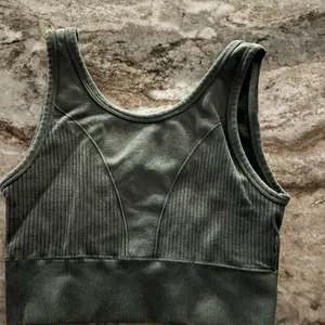 Ribbed Olive Sports Bra Green thumbnail 1