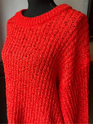 a new day bright orange open knit Crewneck Sweater xxl nwt thumbnail 6