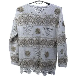 Express Vintage Fair Isle Sweater Cream Medium‎ thumbnail 2