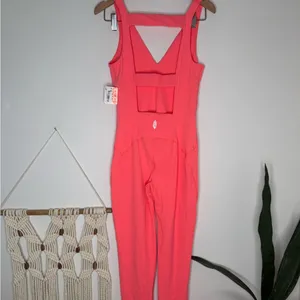 FP Movement Jumpsuit Spandex Never Better Strappy Back Neon Coral NWT sz XS pink thumbnail 9