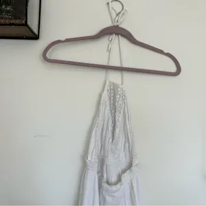 Anthropologie Raga Dress Maxi White Crochet‎ Halter Empire Boho Swim Coverup S thumbnail 4