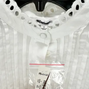 Madewell Pintucked Eyelet Mini Dress Boho Cotton Cottagecore White Small NWT thumbnail 9