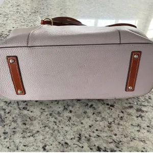 Dooney & Bourke Pebbled Leather Tote Light Pink Purple Brown‎ Trim Shoulder Bag thumbnail 2