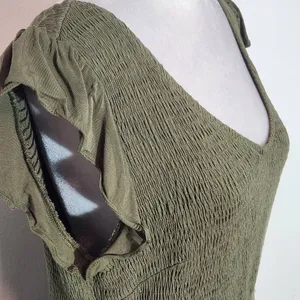 Pretty Garden Olive Green Smocked Midi Dress Size Large Green Cottagecore Dress thumbnail 6