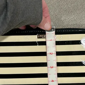 Kate Spade Glossy Black and Cream Striped Long Wallet thumbnail 7