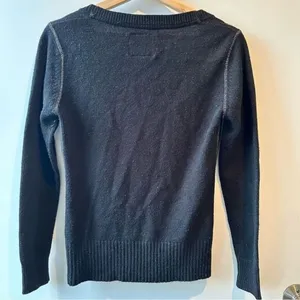 Vintage Sweet Girl Black Cardigan Medium Front ButtonY2K Metallic Preppy 90s thumbnail 2