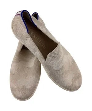 Rothys The Sneaker Slip‎ On Camo Beige Blue Trim Womens Shoes Size 8.5 Comfort thumbnail 1