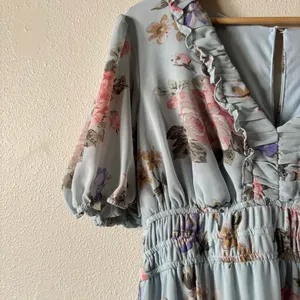Maison Tara Romantic Floral Baby Blue Tiered Maxi Dress Large thumbnail 6