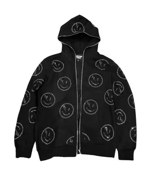 Retrovert All Over Rhinestone Smiley Face Fully Zip thumbnail 1