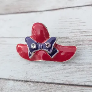 Vintage Brooch - Red Hat with Purple Bow - One Missing Gem thumbnail 2