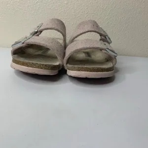 Birkenstock Arizona Shearling Sandals Sz 37 US 6 Pink Suede Fuzzy Wool Slides thumbnail 3