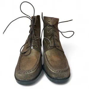 Scruples Lace Up Ankle Boot Moc-toe Metallic Distressed Bronze Gold Western Sz 8 thumbnail 5