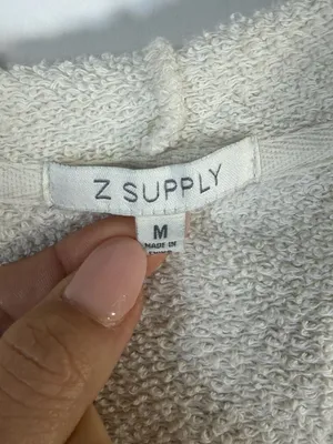Z Supply V-Neck Weekender Hoodie Cream Size M thumbnail 2