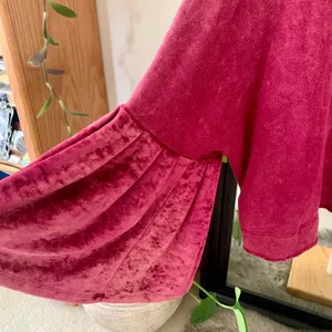 FREE PEOPLE Red Velvet Bell Cuff Long Sleeve Shirt thumbnail 3
