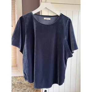 Madewell Velvet Butterfly Top Deep Navy Flutter Sleeve Blouse K4376 Women Small thumbnail 3