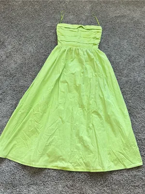 Wayf Lime Green Midi Dress with Spaghetti Straps thumbnail 2