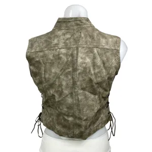 NEW Jaded London Women's Green Washed Lace Up Full Zip Vest Crop Top Size M thumbnail 3