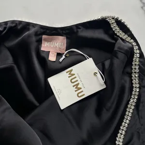 NWT Show me Your Mumu Bling mini dress Satin Black Size M Bedazzled Rave Party thumbnail 4