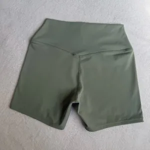 High-Waist Olive Green Women’s Active Shorts thumbnail 2