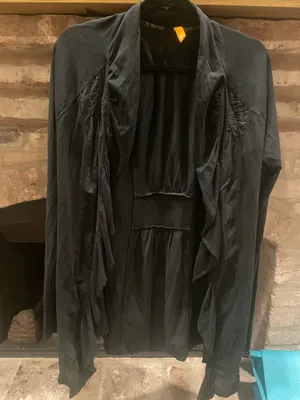 Women’s Black Ruffled Open Front Cardigan Size XL thumbnail 1