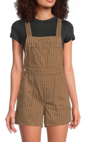 NWT WEWOREWHAT Denim Shortalls‎ in Brown Pinstripe, XXS. ($99) thumbnail 1