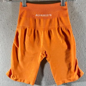 779 | Alphalete Seamless High Waisted Compression Biker Shorts‎ Orange Womens XS thumbnail 2