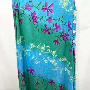 VTG La Cera Medium Midi Dress Blue Green Floral Sleeveless Beach Vacation 1018‎ thumbnail 3