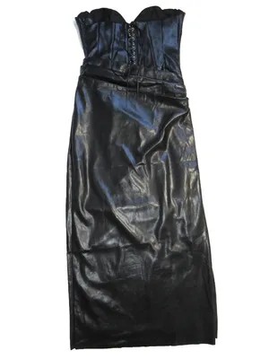 NWT House Of CB Juliana Strapless Vegan Faux Leather Dress in Black L Plus Cup thumbnail 12