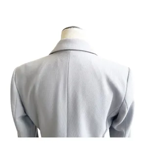 Zara Blazer Women Medium Blue Textured Double Breasted Military Button Formal thumbnail 10