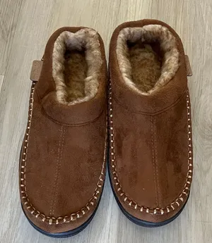 Zigzagger Casual Brown Suede Fleece-Lined Slip-On Slippers Size 8 thumbnail 1