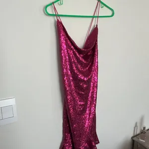 Lena Hot Pink Sequin Mini‎ Dress with Lace up Back - Size M thumbnail 6