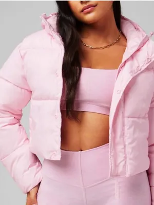 Fabletics Essential Cropped Hooded Puffer size XL in Sugar Pink NWOT thumbnail 1