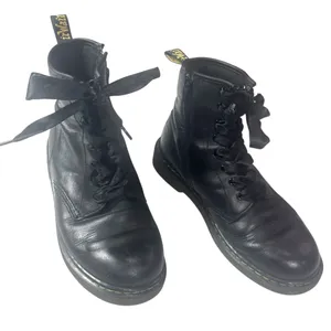 Dr. Martens Black Leather Lace Up Ankle Boots Side Zip US 7 thumbnail 1