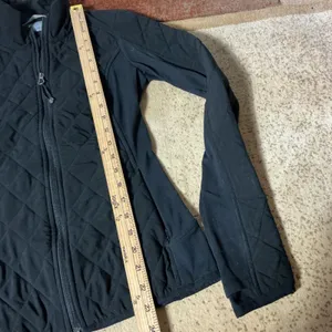Athleta Black Quilted Full‎ Zip Jacket Mock Neck Performance XXS 138602-00 thumbnail 3