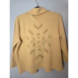 Ariat Southwestern Women’s Medium Mustard Yellow Embroidered Open Cardigan thumbnail 3