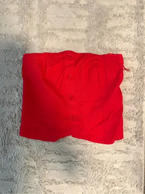 Abercrombie & Fitch Red Strapless Button-Front Tube Top thumbnail 2