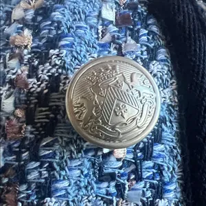 Express Navy and Silver Textured Blazer XS old silver military buttons thumbnail 4