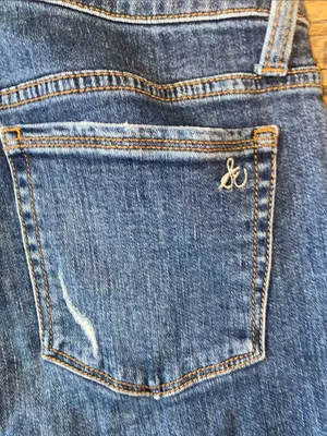 Sam Edelman The Kitten Mid Rise Dark Blue Distressed Skinny Jeans thumbnail 6