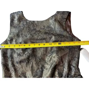 MM Couture By Miss Me Brown Gold Shimmer Lace Plunging Back A-line Dress S NWT thumbnail 9