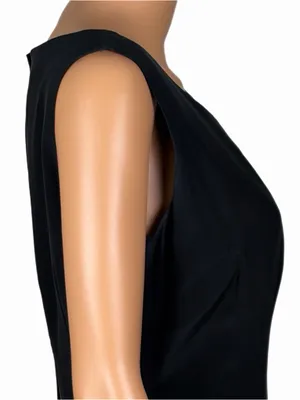 HUGO BUSCATI Milano Vintage Black 100% Silk Sleeveless Little Black Dress Size 8 thumbnail 4