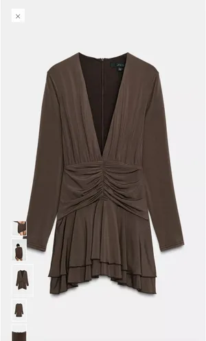 Zara ruffle waist brown mini romper thumbnail 3