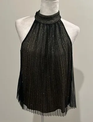 NWT Express Shimmer Pleated Top Sz M thumbnail 1