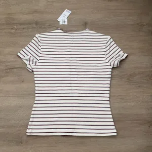 Abercrombie and Fitch Double-Lined Baby Tee in Cream and Maroon Stripe thumbnail 6