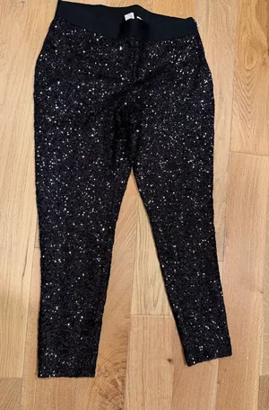 GAP‎ Black Sequin Ankle Pants side zip medium thumbnail 1