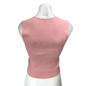 Abercrombie & Fitch Women's Pink Rib Knit Sleeveless Slim Crop Blouse Tank Top S thumbnail 2